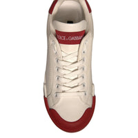 Dolce & Gabbana Shoes White Leather Logo Portofino Sneakers