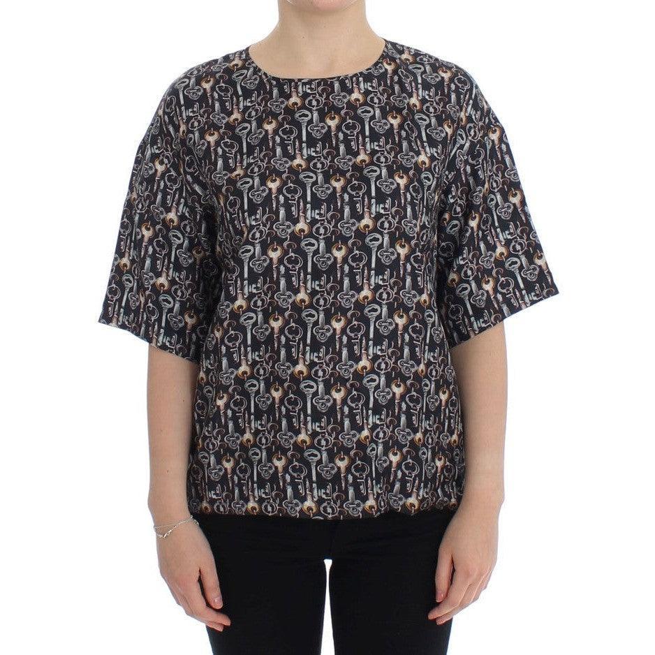 Dolce &amp; Gabbana Enchanted Sicily Silk Blouse with Key Print