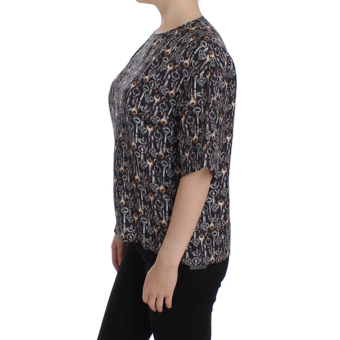 Dolce &amp; Gabbana Enchanted Sicily Silk Blouse with Key Print