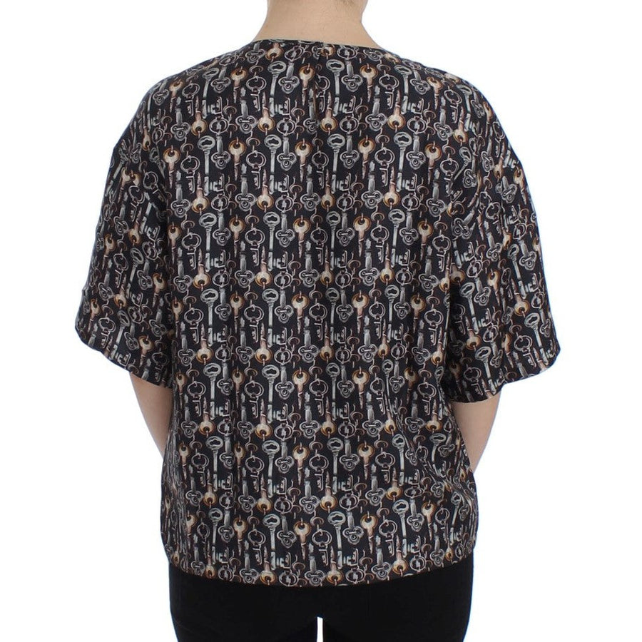 Dolce & Gabbana Enchanted Sicily Silk Blouse with Key Print