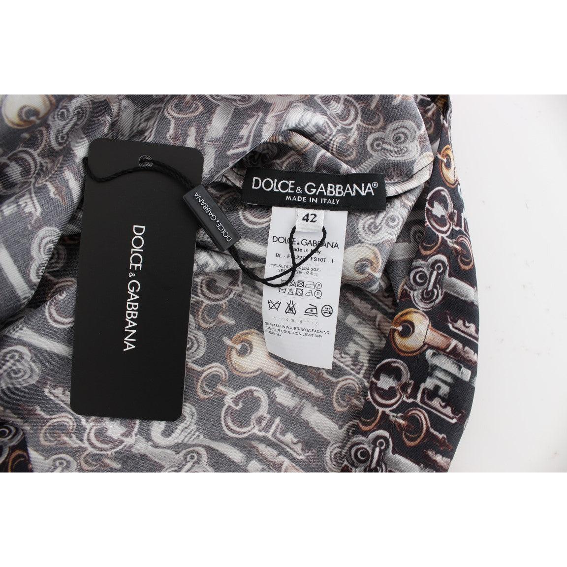 Dolce &amp; Gabbana Enchanted Sicily Silk Blouse with Key Print