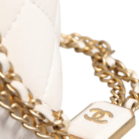 Chanel White Matelasse Lambskin Gold Chain Shoulder Vanity Mirror