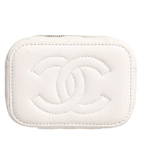 Chanel White Matelasse Lambskin Gold Chain Shoulder Vanity Mirror