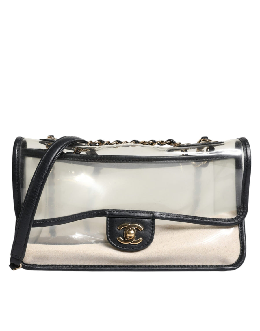 Chanel Black with gold Sand By The Sea" Flap Bag Black Leather Plastic 27 Classic Coco Bag