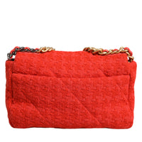 Chanel Red Tweed 2WAY Hand Chain Medium Shoulder Bag Purse