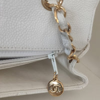 Chanel White Medium Classic DIANA Shoulder Bag Gold Plated Purse