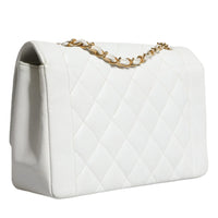 Chanel White Medium Classic DIANA Shoulder Bag Gold Plated Purse