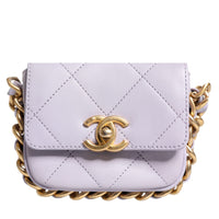 Chanel Blue Quilted Calfskin Framing Chain Flap Mini crossbody Bag