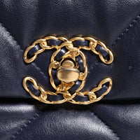 Chanel Blue Leather Large Quilted Chain Hand Shoulder Bag