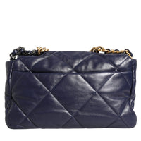 Chanel Blue Leather Large Quilted Chain Hand Shoulder Bag