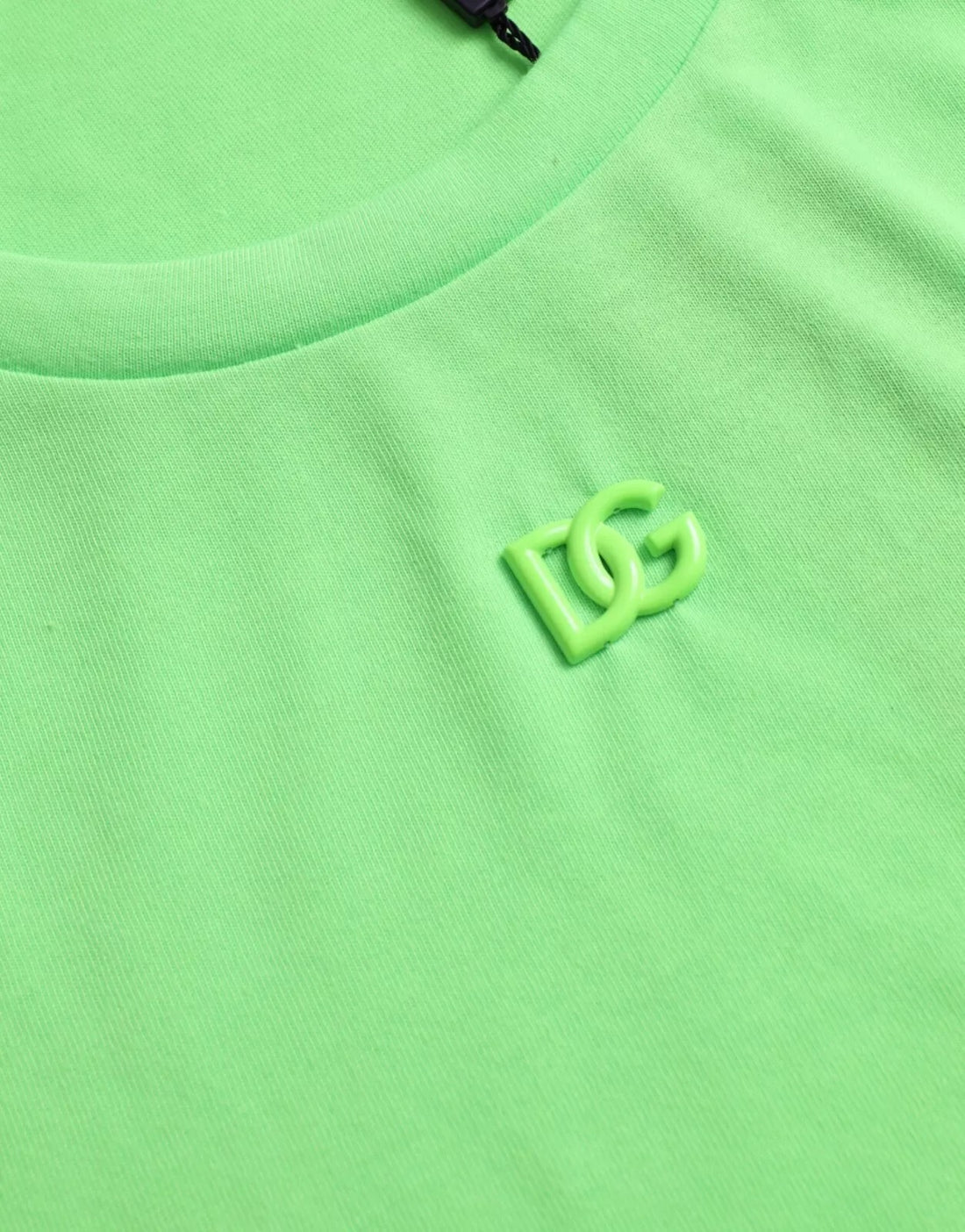 Dolce & Gabbana Green Embossed Logo Crew Neck Neon T-shirt