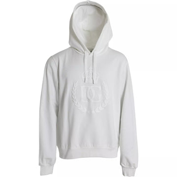 Dolce & Gabbana White Cotton Hooded Pullover Sweatshirt Sweater