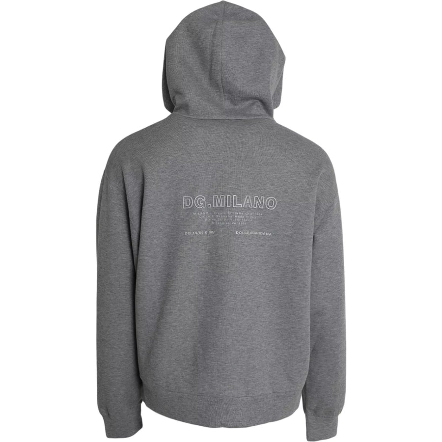 Dolce & Gabbana Gray Logo Cotton Hooded Sweatshirt Sweater