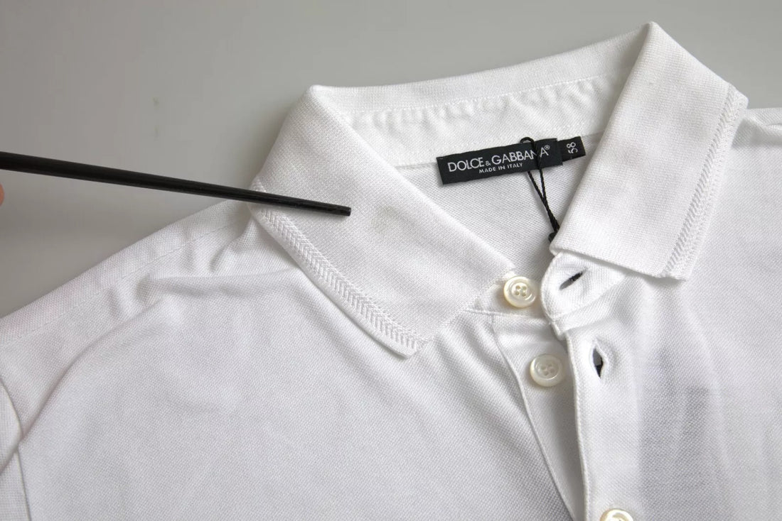 Dolce & Gabbana White Logo Collared Short Sleeve T-shirt