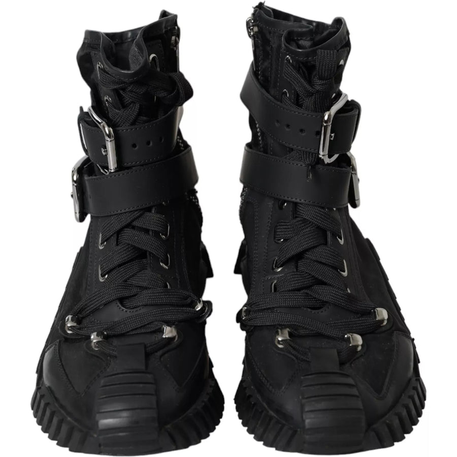 Dolce & Gabbana Black Nylon NS1 High Top Sneakers Shoes