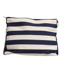 Dolce & Gabbana Blue White Stripes Logo Plaque Tote Bag