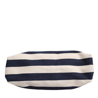 Dolce & Gabbana Blue White Stripes Logo Plaque Tote Bag