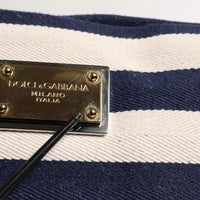 Dolce & Gabbana Blue White Stripes Logo Plaque Tote Bag