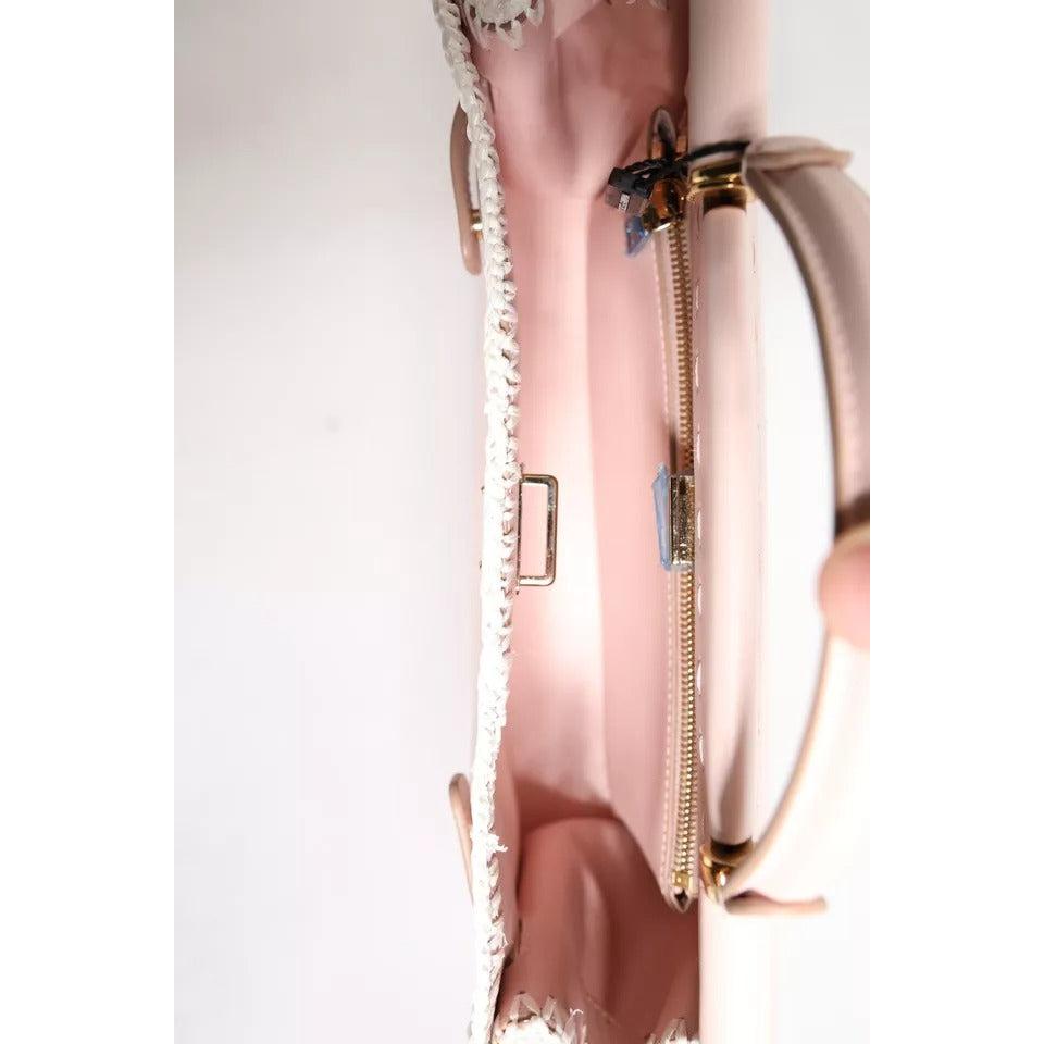 Dolce &amp; Gabbana Light Pink Logo Plaque Soft Leather Strap Crossbody Bag