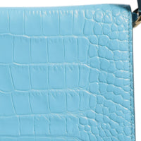 Dolce & Gabbana Blue Branded Maxi Plate Leather Crossbody Phone Bag