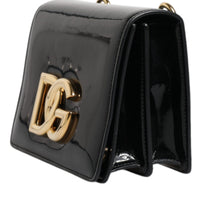 Dolce & Gabbana Black Polished Leather DG Logo Crossbody Bag