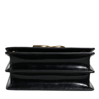 Dolce & Gabbana Black Polished Leather DG Logo Crossbody Bag