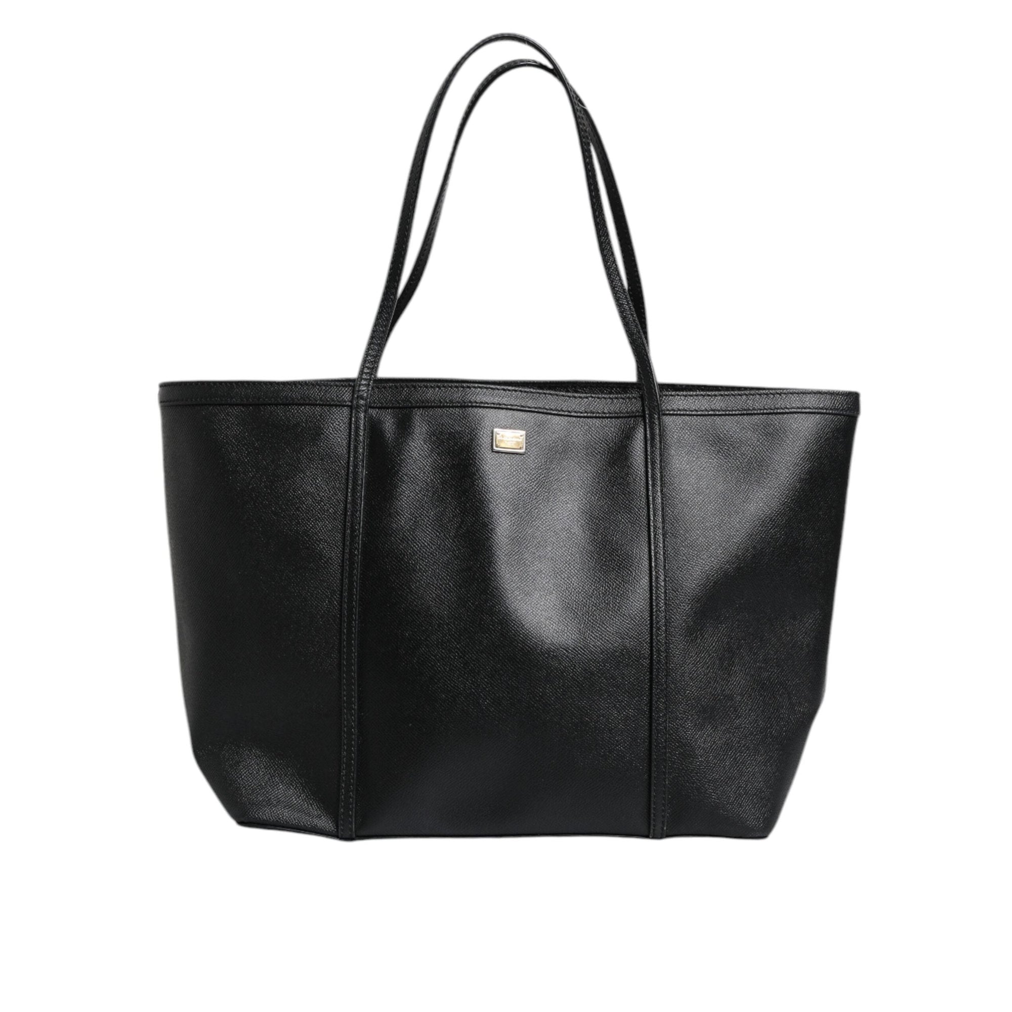 Dolce &amp; Gabbana Black Leather Miss Escape Shopping Tote Bag
