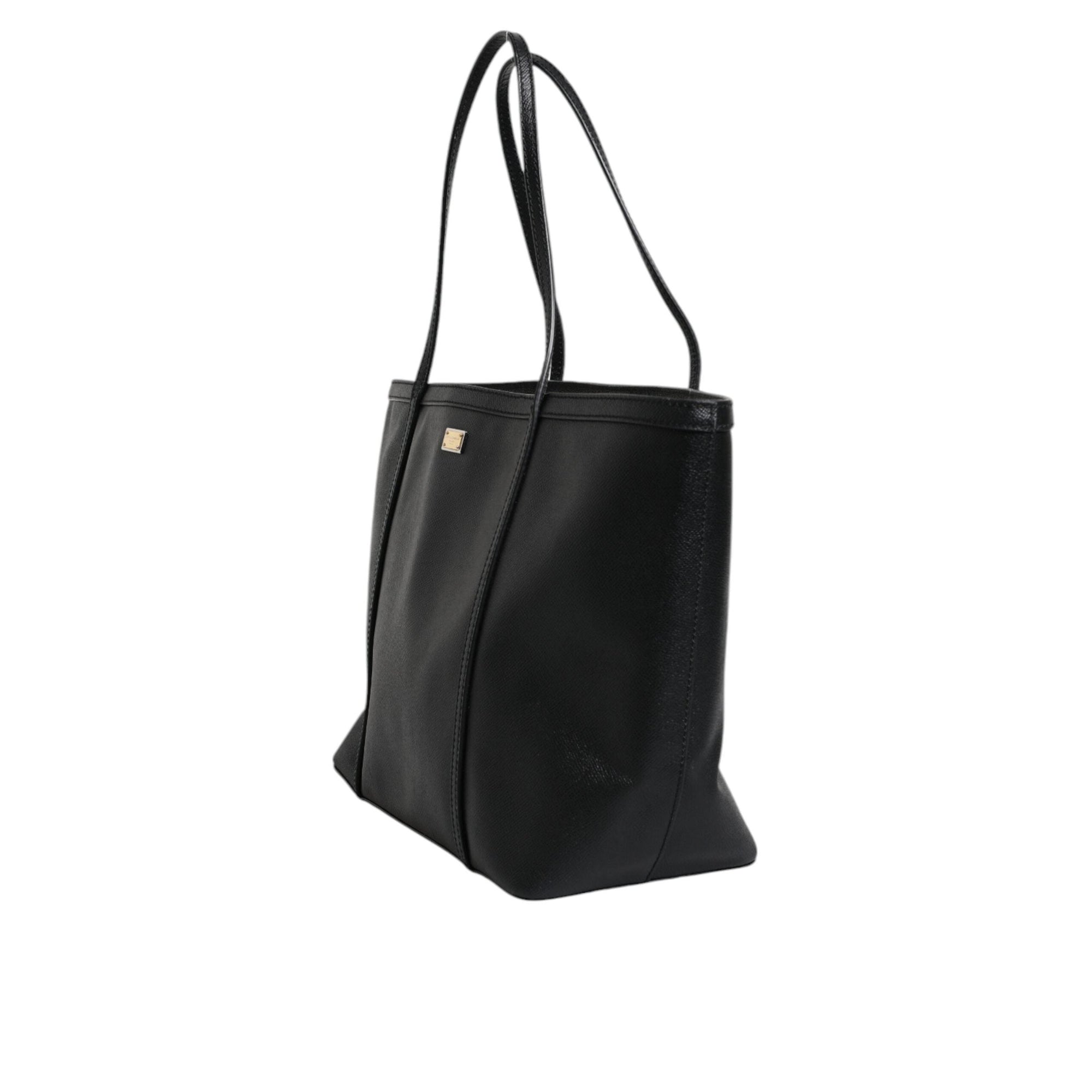 Dolce &amp; Gabbana Black Leather Miss Escape Shopping Tote Bag