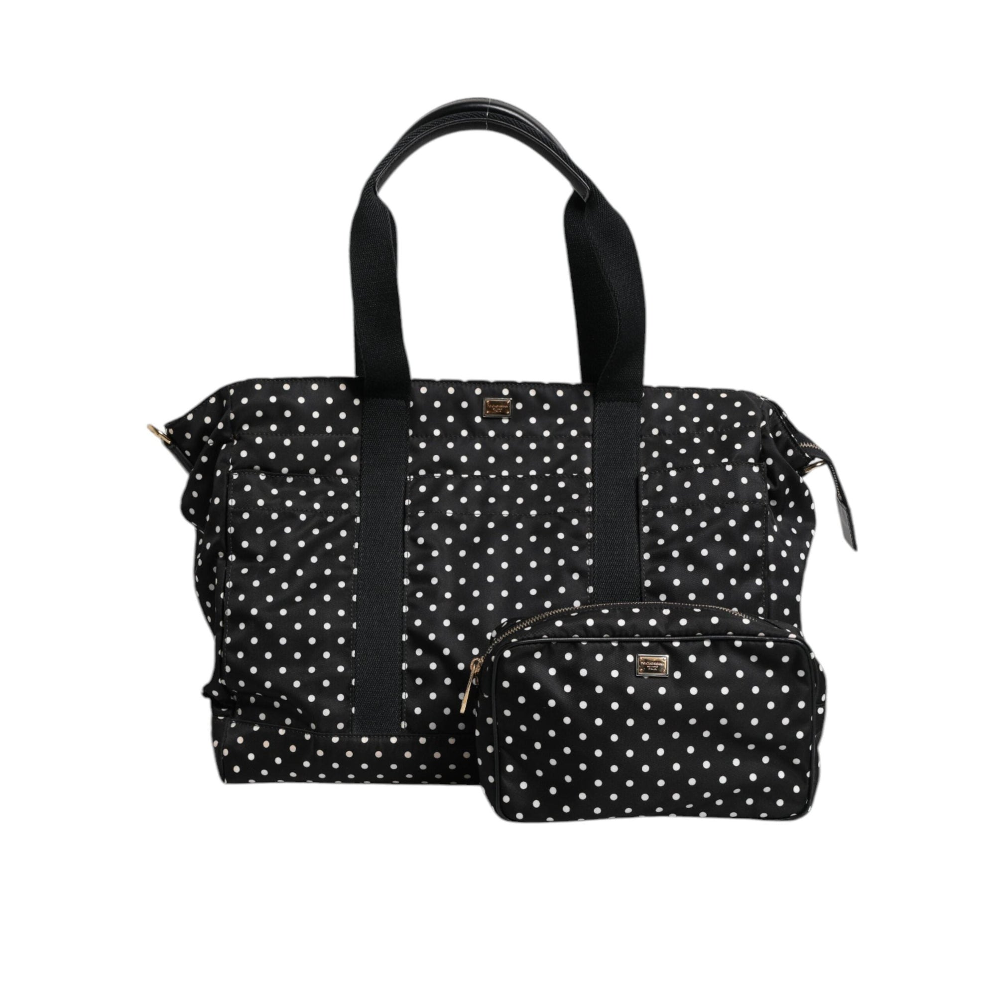 Dolce &amp; Gabbana Black PolkaDot Nylon Shoulder Baby Tote Diaper Bag