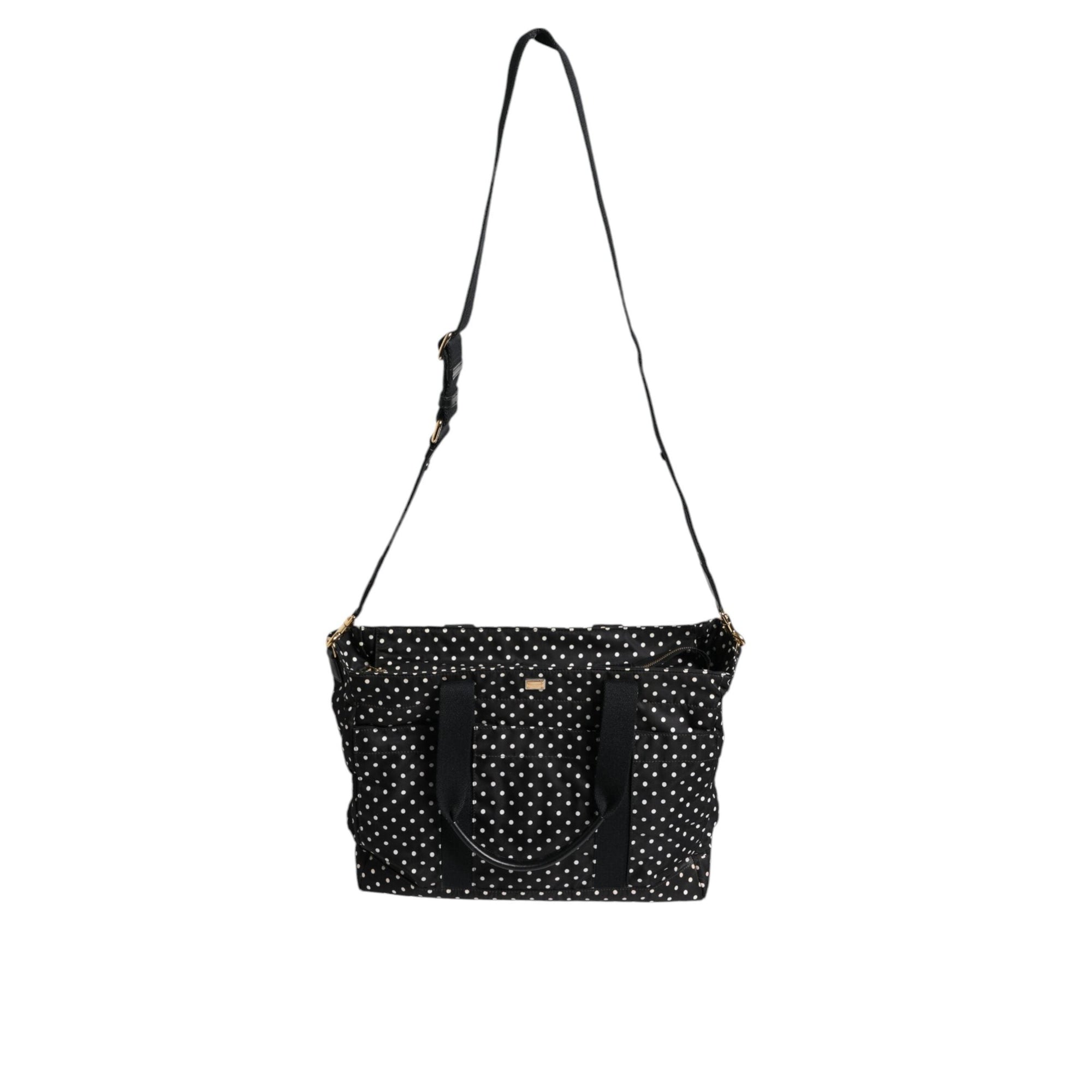 Dolce &amp; Gabbana Black PolkaDot Nylon Shoulder Baby Tote Diaper Bag