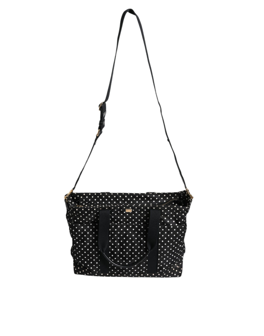 Dolce & Gabbana Black PolkaDot Nylon Shoulder Baby Tote Diaper Bag