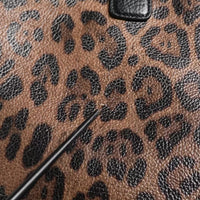 Dolce & Gabbana Brown Black Calfskin Leopard Print Shoulder Tote Bag