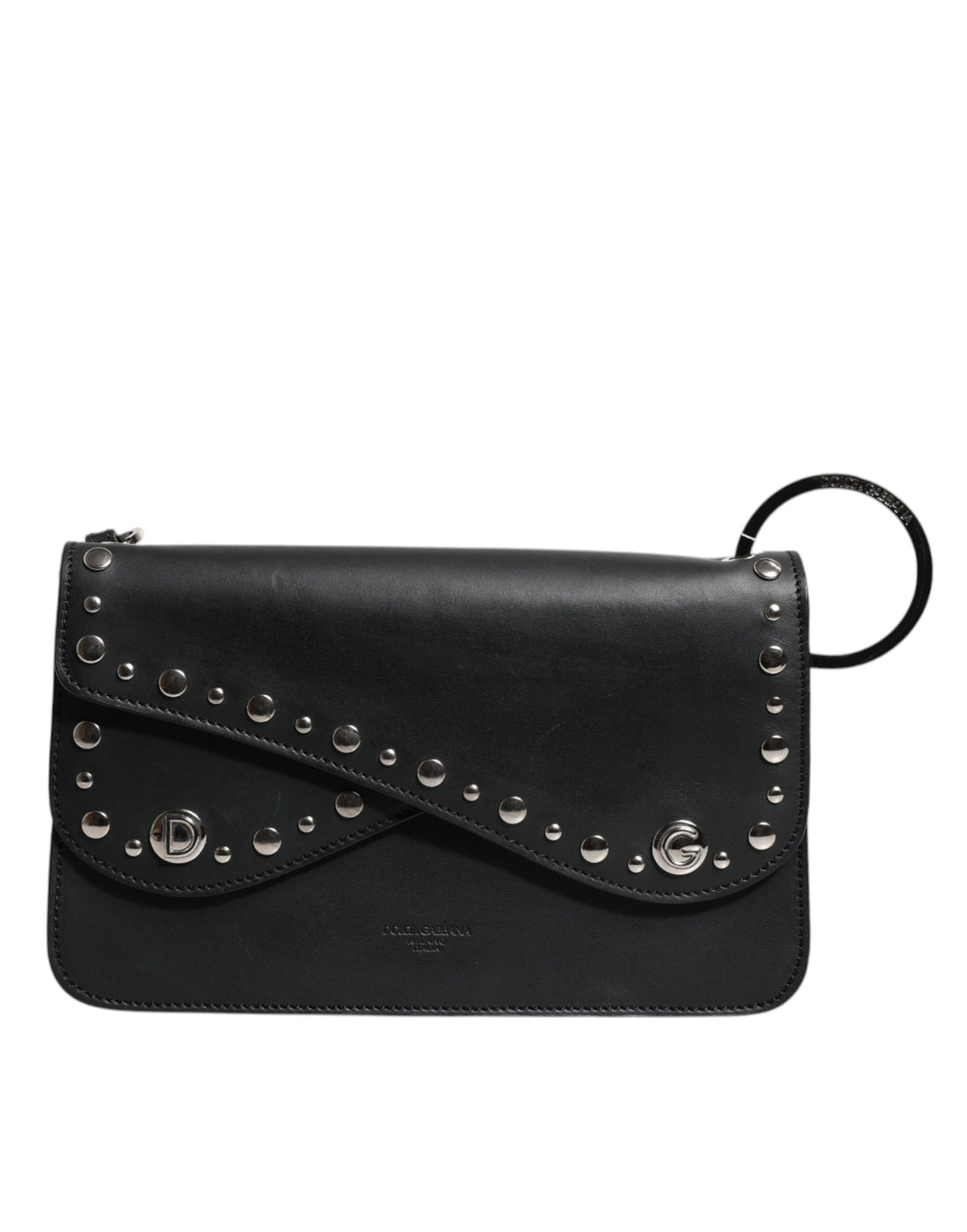 Dolce & Gabbana Black Small Leather Studded Shoulder Crossbody Bag