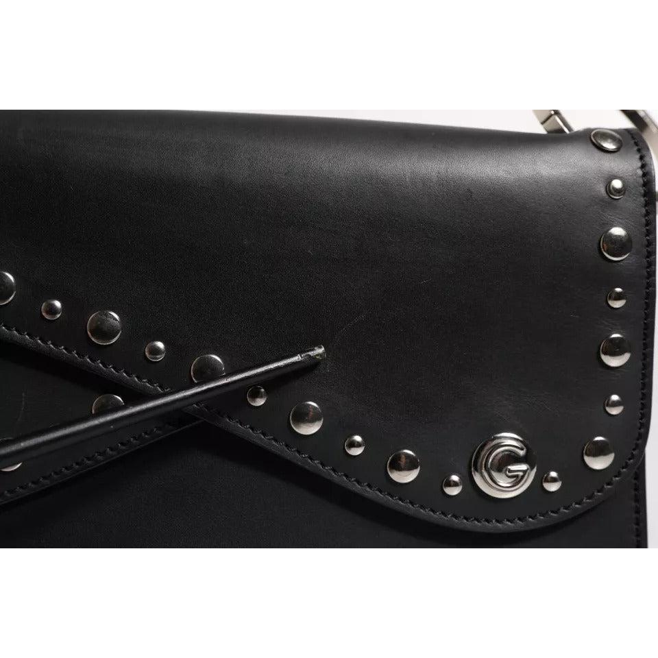 Dolce &amp; Gabbana Black Small Leather Studded Shoulder Crossbody Bag