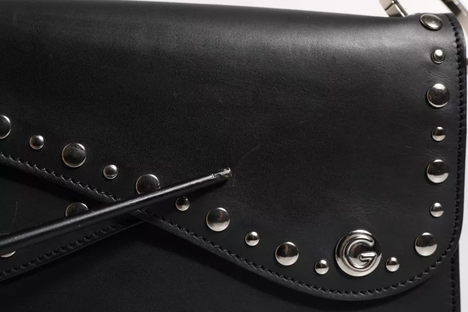 Dolce & Gabbana Black Small Leather Studded Shoulder Crossbody Bag