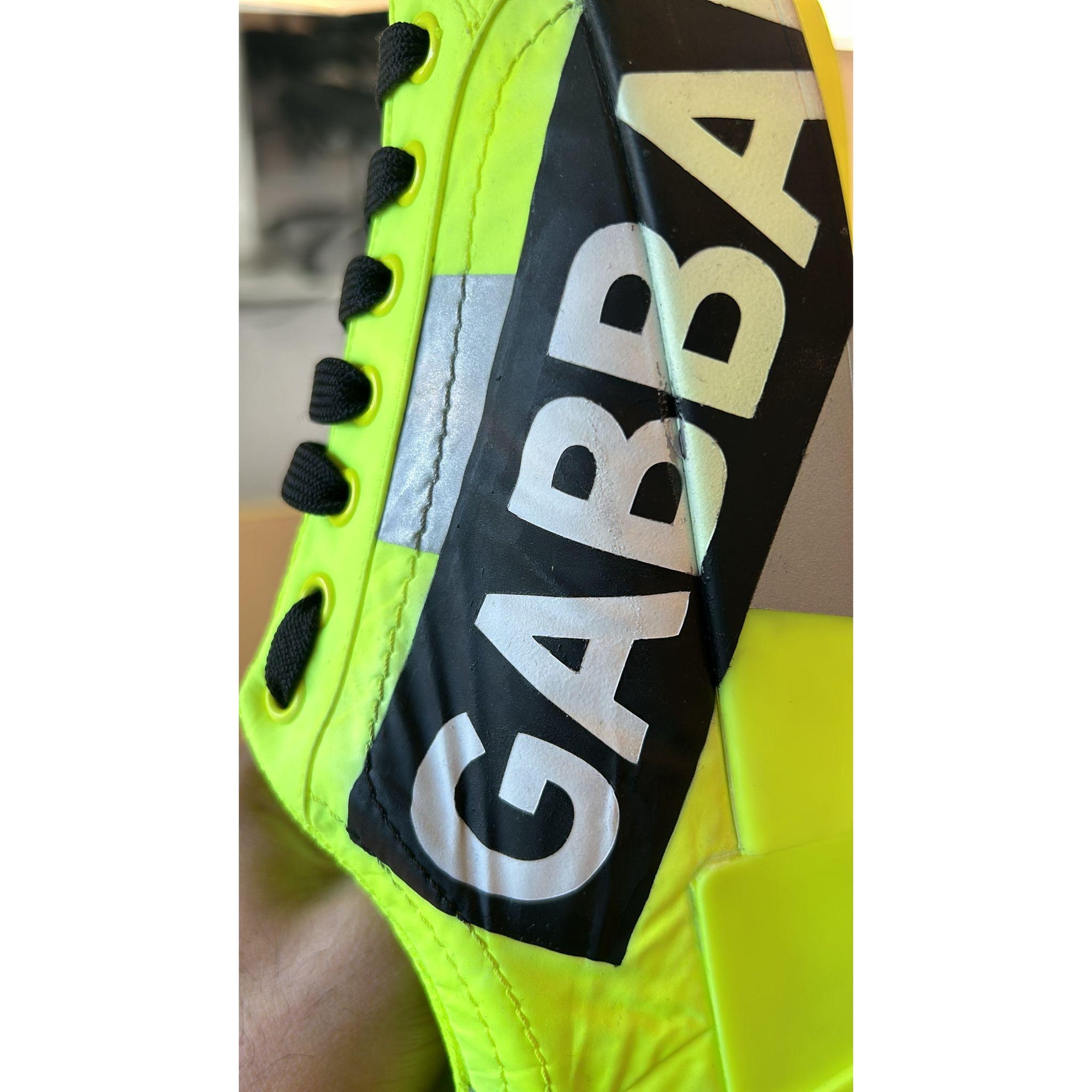 Dolce &amp; Gabbana Neon Green Logo Tape Low Top Sneakers Shoes