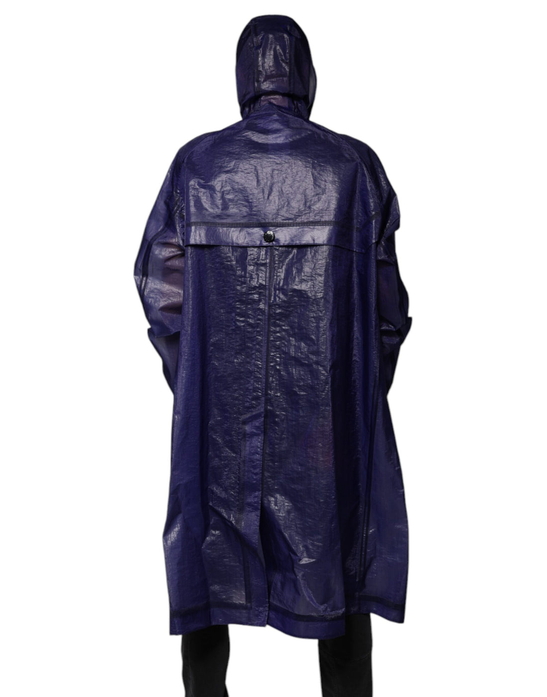 Dolce & Gabbana Dark Blue Cotton Hooded Men Raincoat Jacket