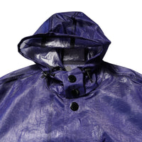 Dolce & Gabbana Dark Blue Cotton Hooded Men Raincoat Jacket