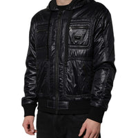 Dolce & Gabbana Black Nylon Hooded Full Zip Blouson Jacket