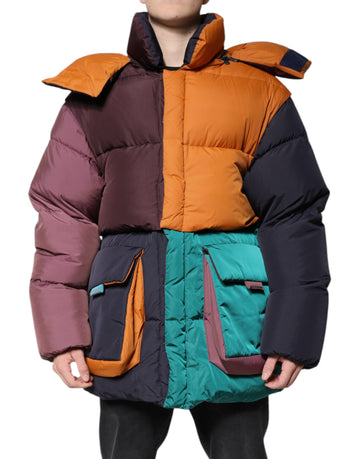 Dolce & Gabbana Multicolor Quilted Hooded Puffer Jacket