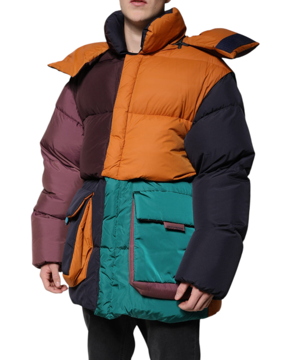 Dolce & Gabbana Multicolor Quilted Hooded Puffer Jacket