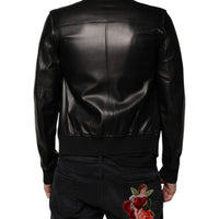 Dolce & Gabbana Black Lambskin Full Zip Biker Blouson Jacket