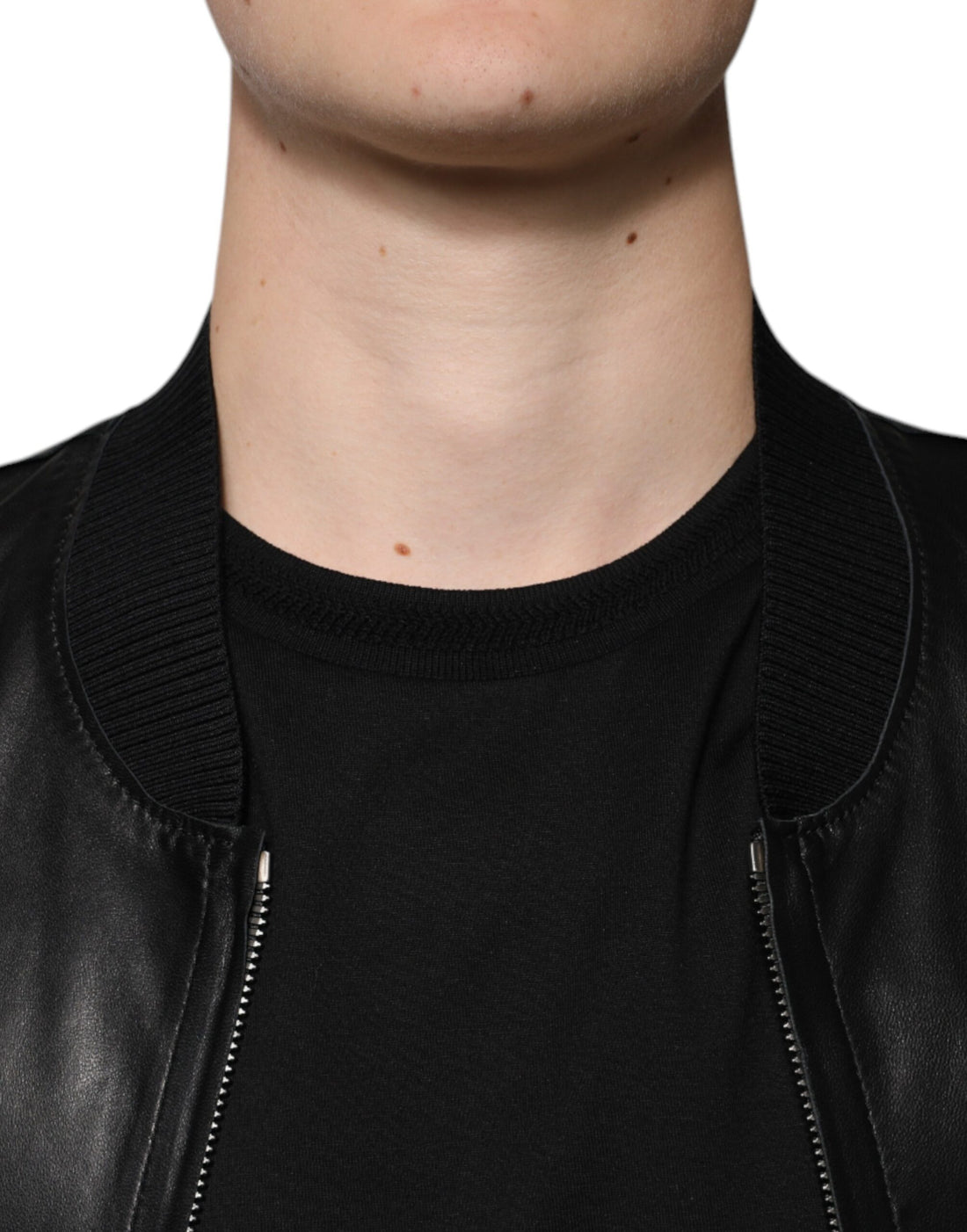 Dolce & Gabbana Black Lambskin Full Zip Biker Blouson Jacket