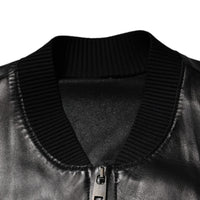 Dolce & Gabbana Black Leather Full Zip Biker Blouson Jacket