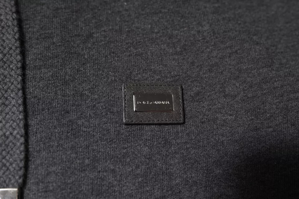 Dolce &amp; Gabbana Gray Logo Full Zip Hooded Sweatshirt Sweater