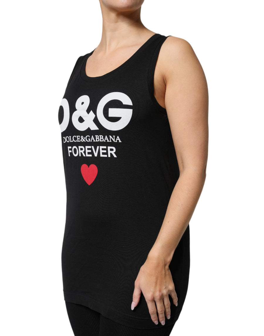 Dolce & Gabbana Black White DG Logo Sleeveless Tank Top