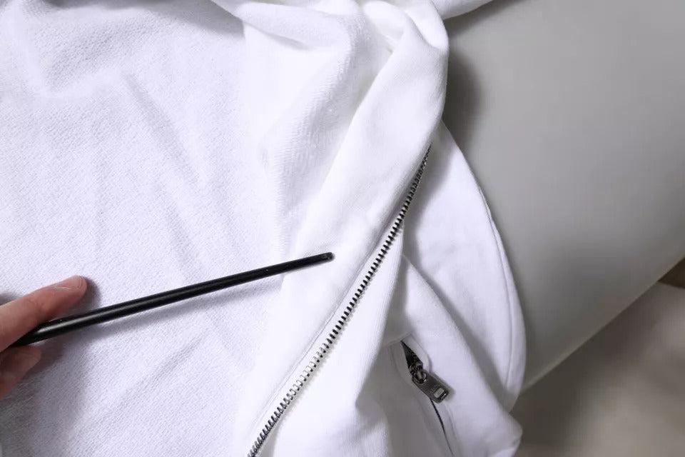 Dolce &amp; Gabbana White Full Zip Hooded Sweatshirt Sweater