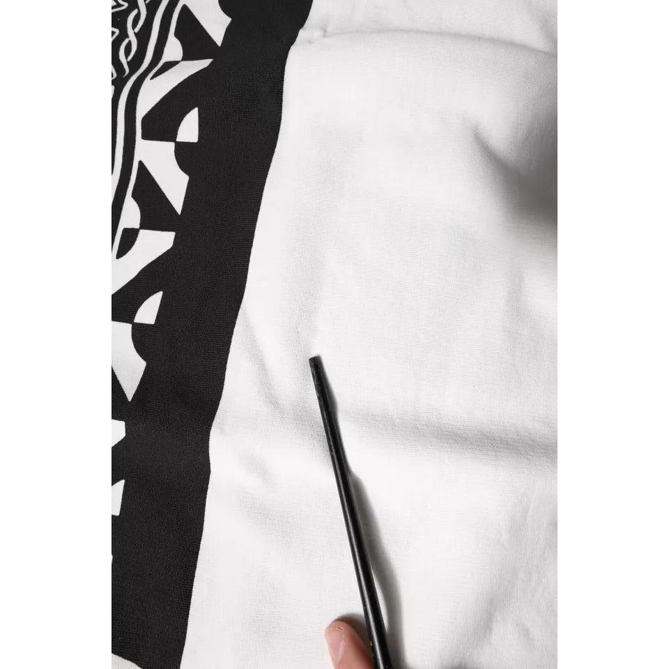 Dolce &amp; Gabbana White Black Printed Cotton Sweatshirt Sweater