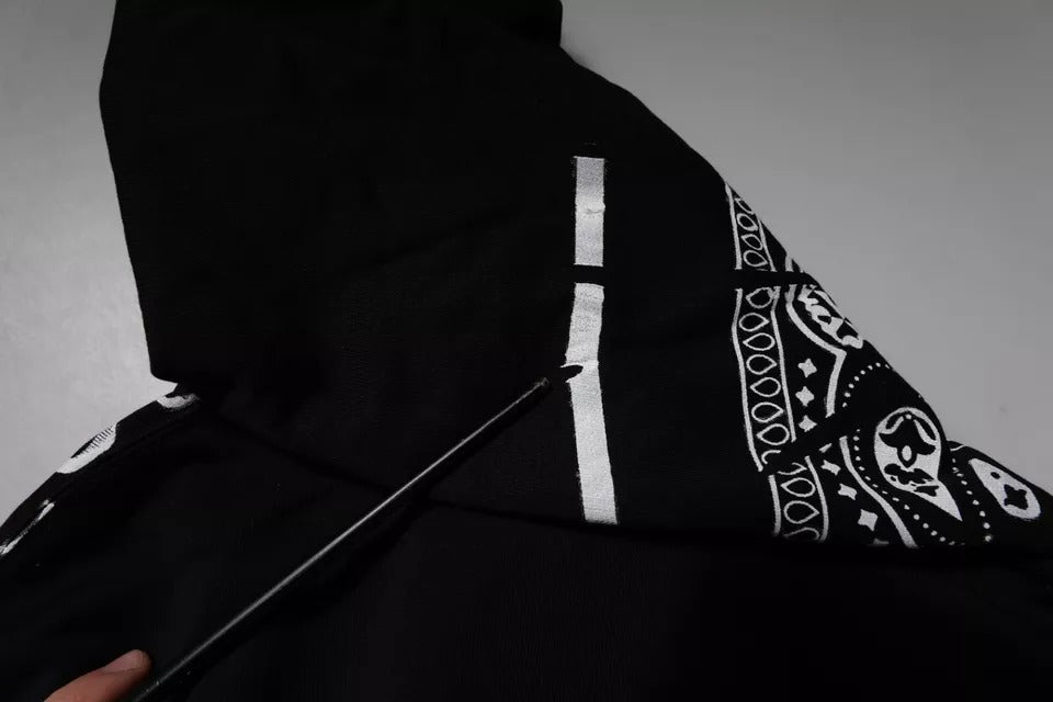 Dolce &amp; Gabbana Black Bandana Hooded Men Sweatshirt Sweater