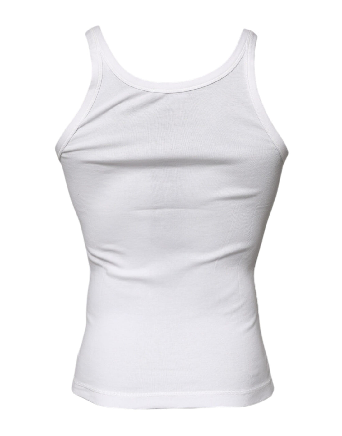 Dolce & Gabbana Ivory Cotton Sleeveless Round Neck Tank T-shirt